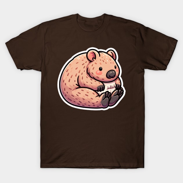 Wombat Kawaii Graphic Critter Cove Cute Animal A Splash of Forest Frolics and Underwater Whimsy! T-Shirt by dcohea